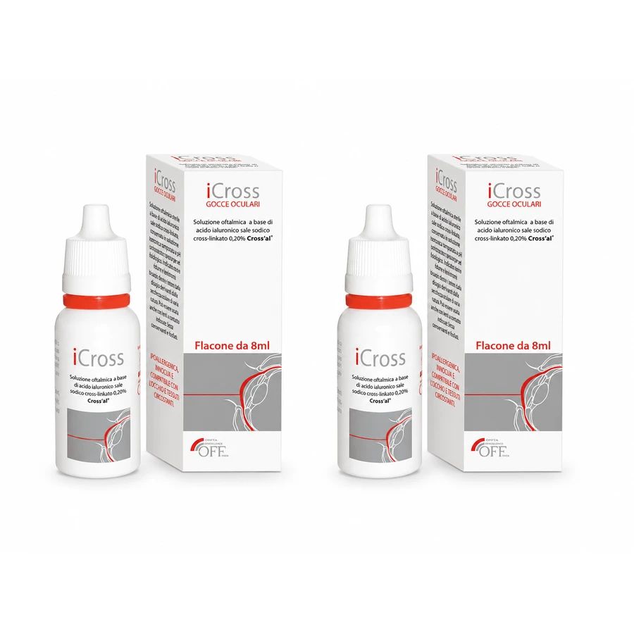 Gotas lubricantes para los ojos iCross, 2 x 8 ml, Off Italia