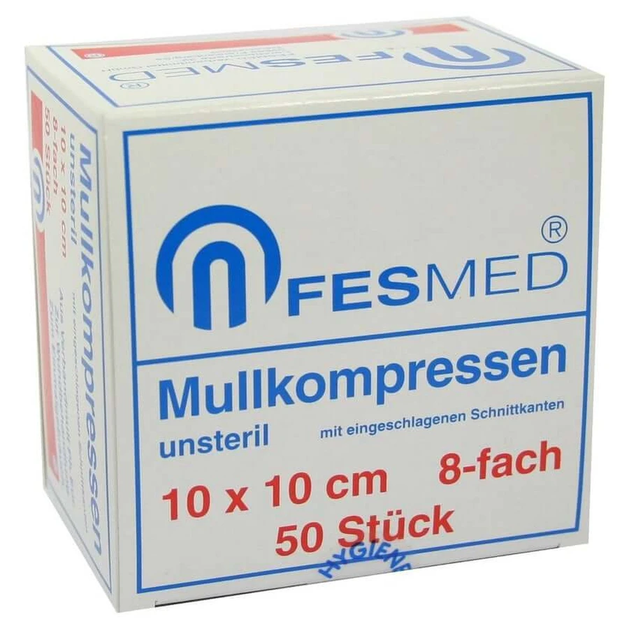 Gaaskompressen ES 10x10 cm niet-steriel 8fac 50 st.