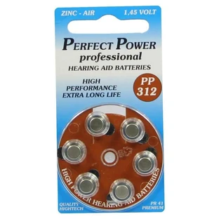Piles pour appareils auditifs Power PP312 6 pcs