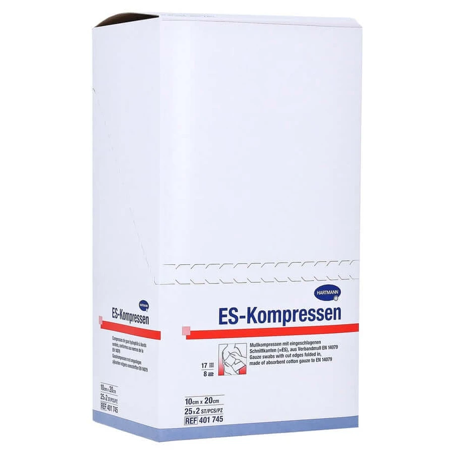 Es-compressen steriel 10x20 cm 8 vouwen 25X2 st.
