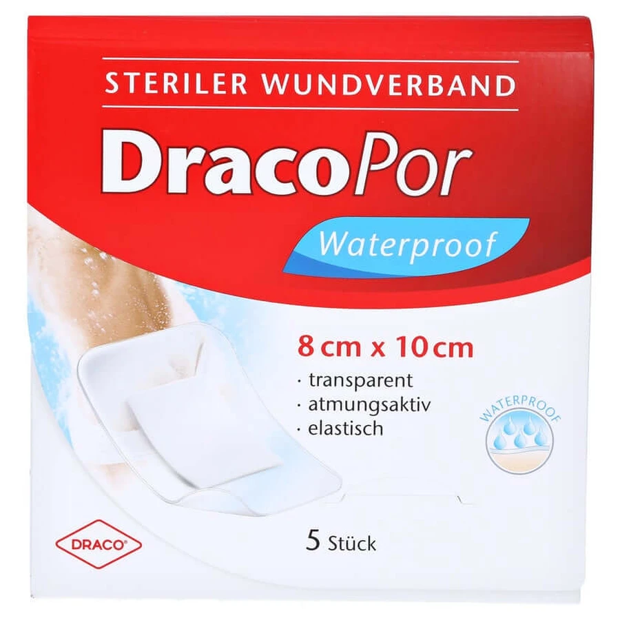 Dracopor apósito impermeable para heridas 8x10cm estéril 5 uds.