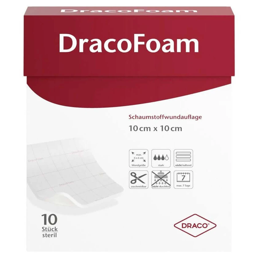 Dracofoam Schaumstoff Wundauflage 10x10 10 St