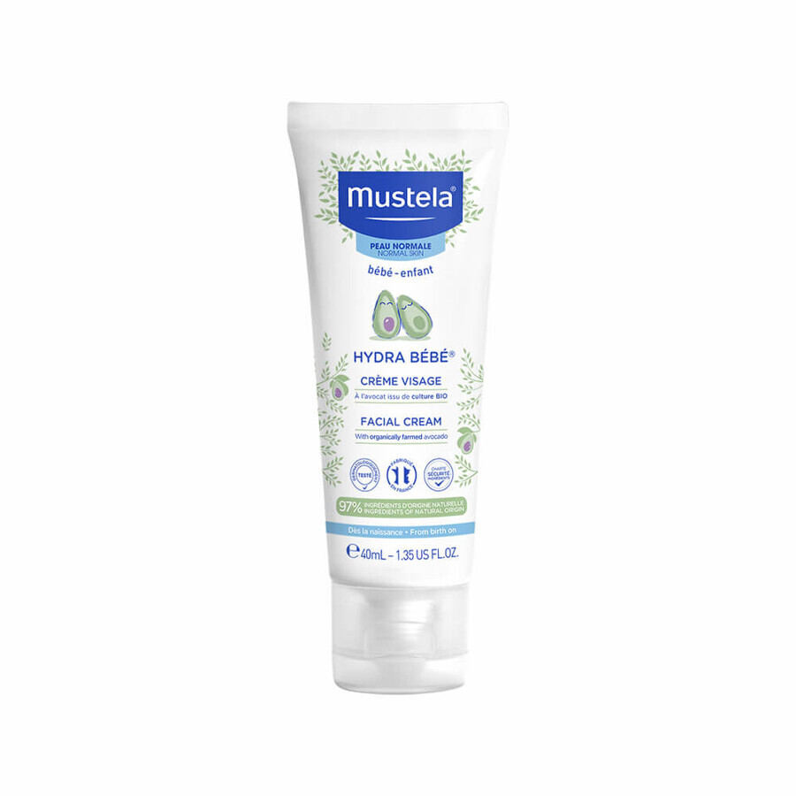 Crema viso idratante per pelli normali Hydra Bebe, 40 ml, Mustela