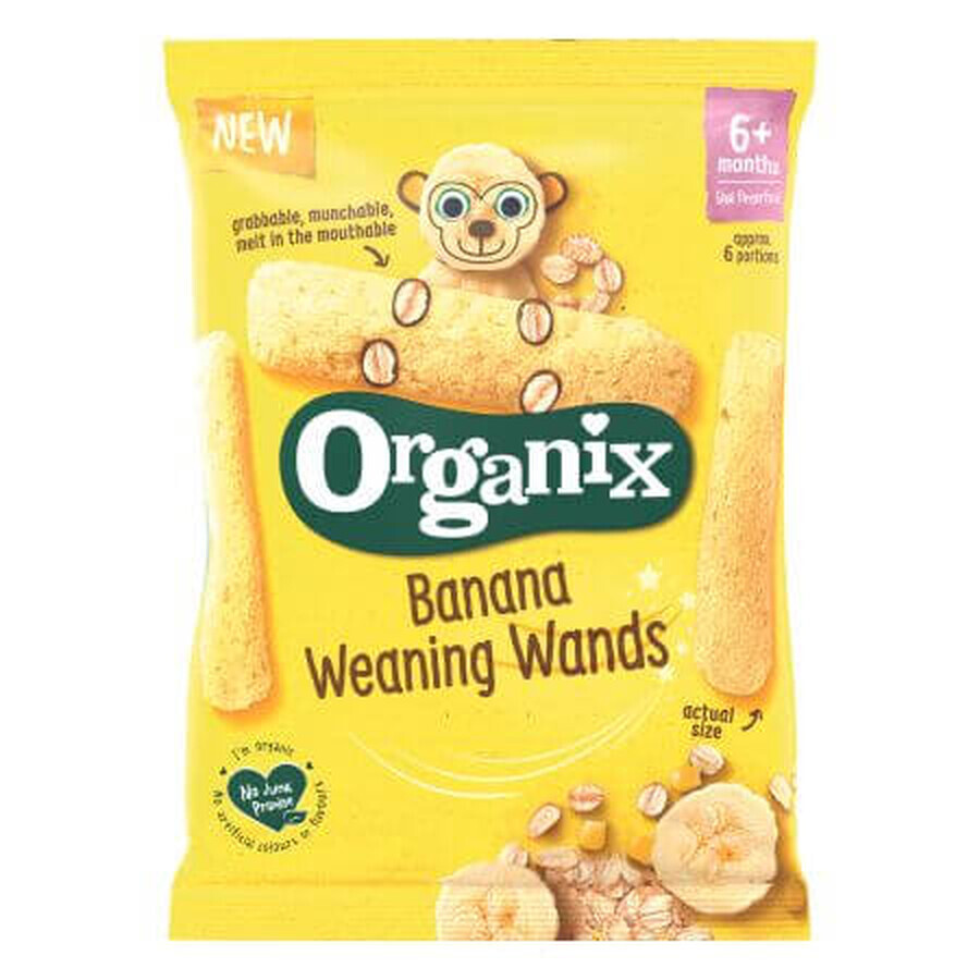 Bâtonnets de maïs et d'avoine bio avec banane, 25 g, + 6 mois, Organix