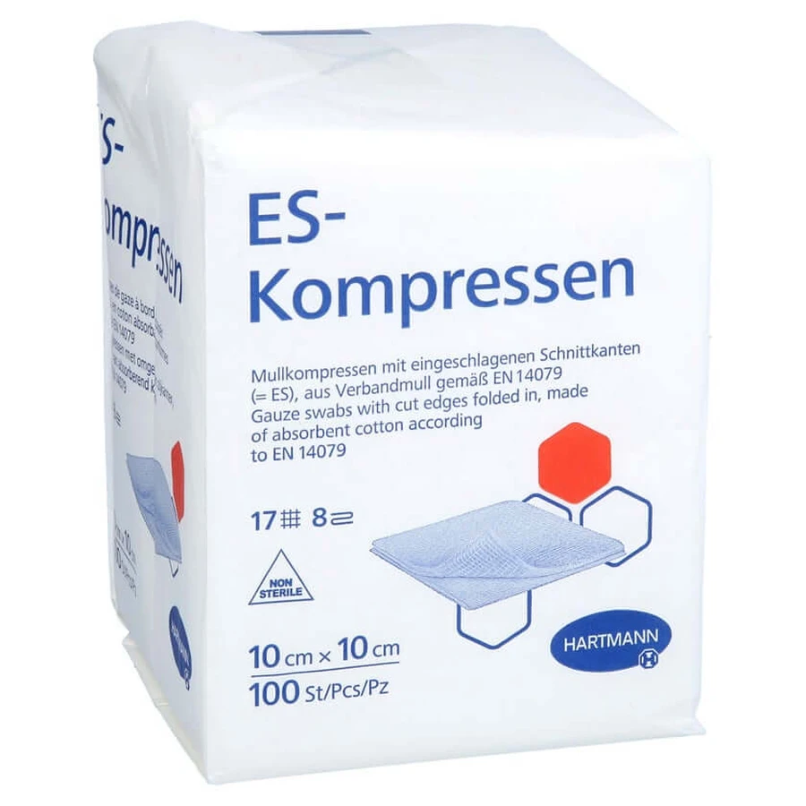 Es-compresses non stériles 10x10 Cm 8 fois 100 pcs.