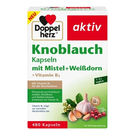 Capsule di aglio a doppio cuore con vischio+spina bianca+vitamina B1 480 Capsule
