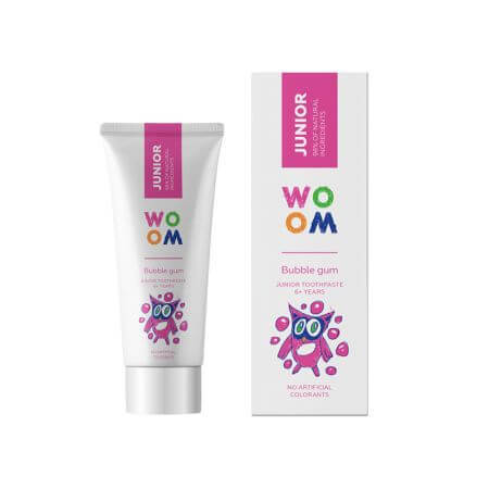 Children's toothpaste Junior Bubble Gum, +6 years, 50 ml, Woom