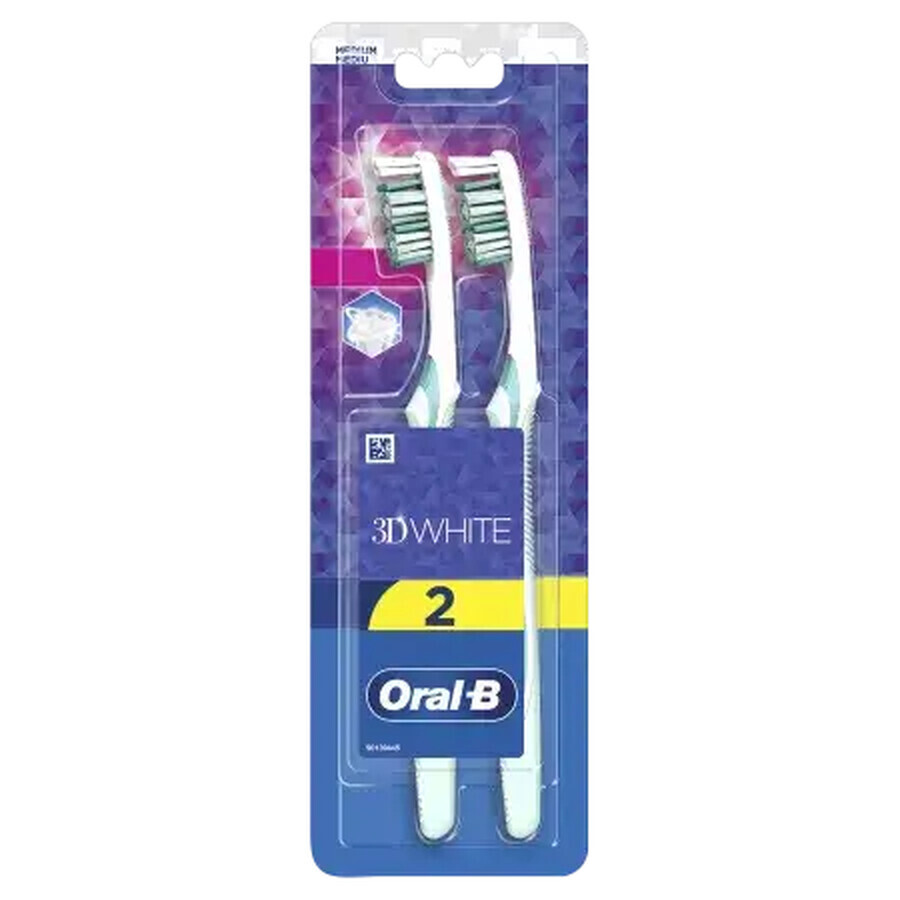 Cepillo de dientes manual 3D White, 2 piezas, Oral B