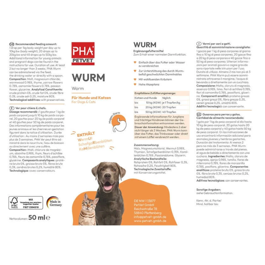 PHA WURM for Dogs and Cats 50 ml