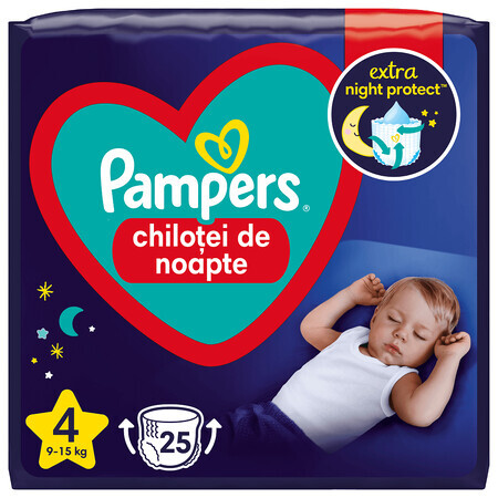 Couches de nuit Stop&Protect, No.4, 9-15 kg, 25 pcs, Pampers