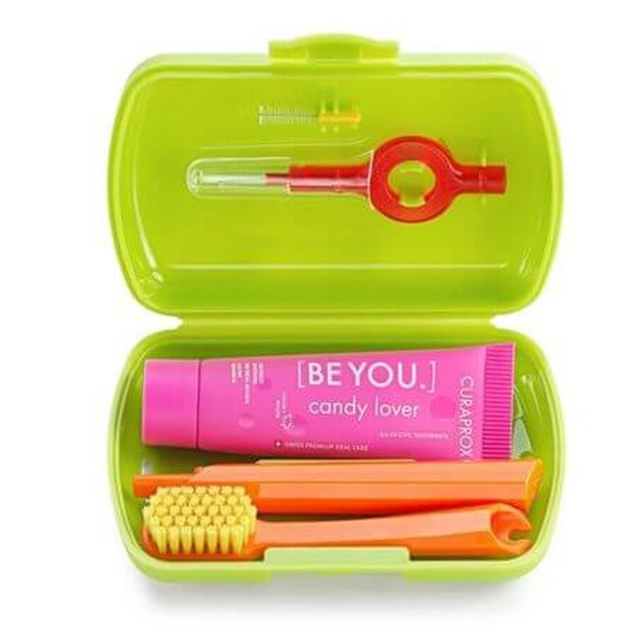 Curaprox Be You Travel Set Verde Spazzolino + Dentifricio + 2 Scovolini