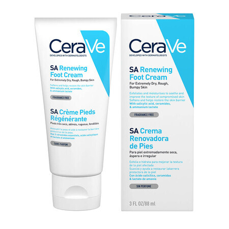 Crema hidratante para pies, 88 ml, CeraVe SA