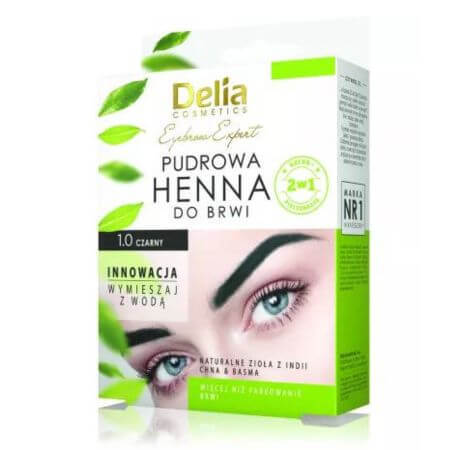 Henna en polvo para cejas, 1.0 Negro, 4 g, Delia