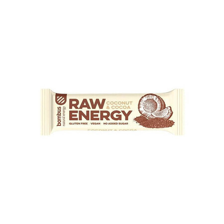 Raw Energy bar with coconut and cocoa x 50g, Bombus