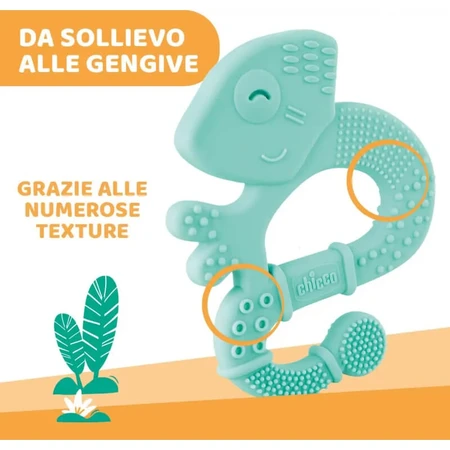 Chicco Soft Iguana - Anneau de dentition en silicone - Bleu clair