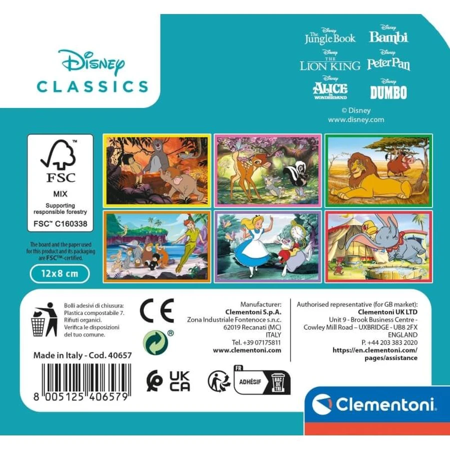 Clementoni Disney Classics – puzzle pentru copii, 6 piese, de la 2 ani