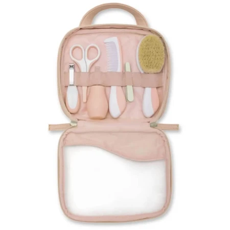 Set de aseo para bebés Nuvita: 9 accesorios con estuche, a partir de 0 meses, rosa
