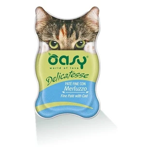 Oasy We Cat Delicatessen Kabeljauwpâté - Compleet voer voor volwassen katten, 85 g