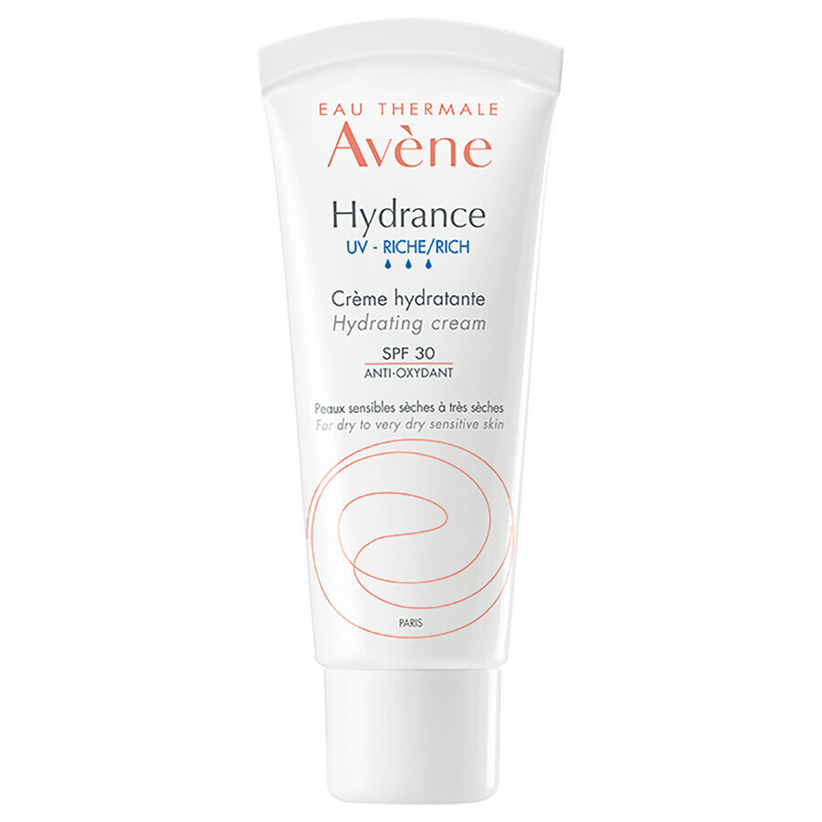 Crema hidratanta pentru ten uscat si foarte uscat SPF 30 Hydrance Riche UV, 40 ml, Avene