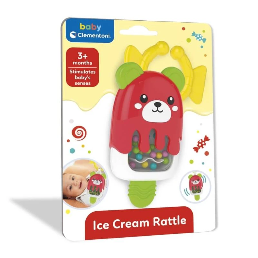 Clementoni Sonaglino Gelatino – jucărie pentru masajul gingiilor și zornăitoare senzorială pentru nou-născuți