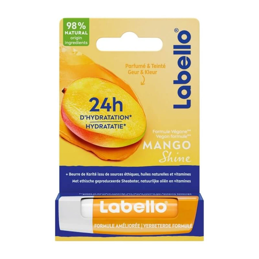 Labello Mango Shine 24h - Baume à lèvres protecteur vegan 4,8 g