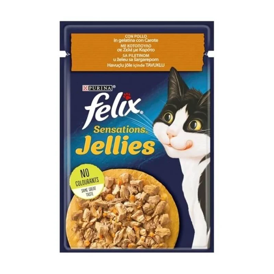 Purina Felix Sensations Kip en Wortelen - Compleet natvoer voor katten, 85 g