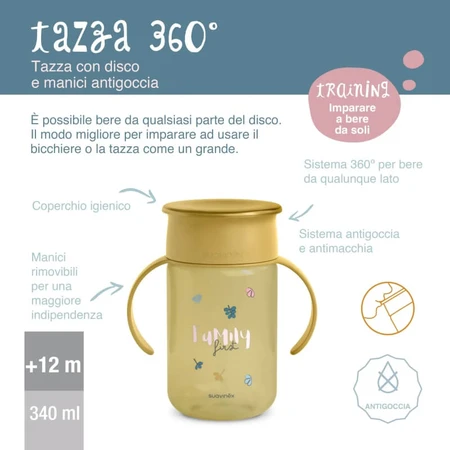 Suavinex My Family 360° Trinklernbecher ab 12 Monaten – 340 ml Trinklernbecher – Grün