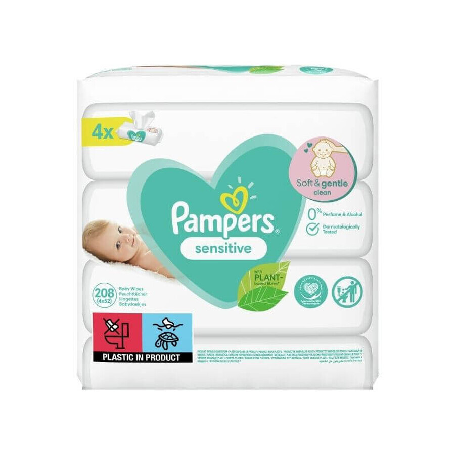 Pampers Sensitive Lingettes humides, 4 pach, 208 pcs