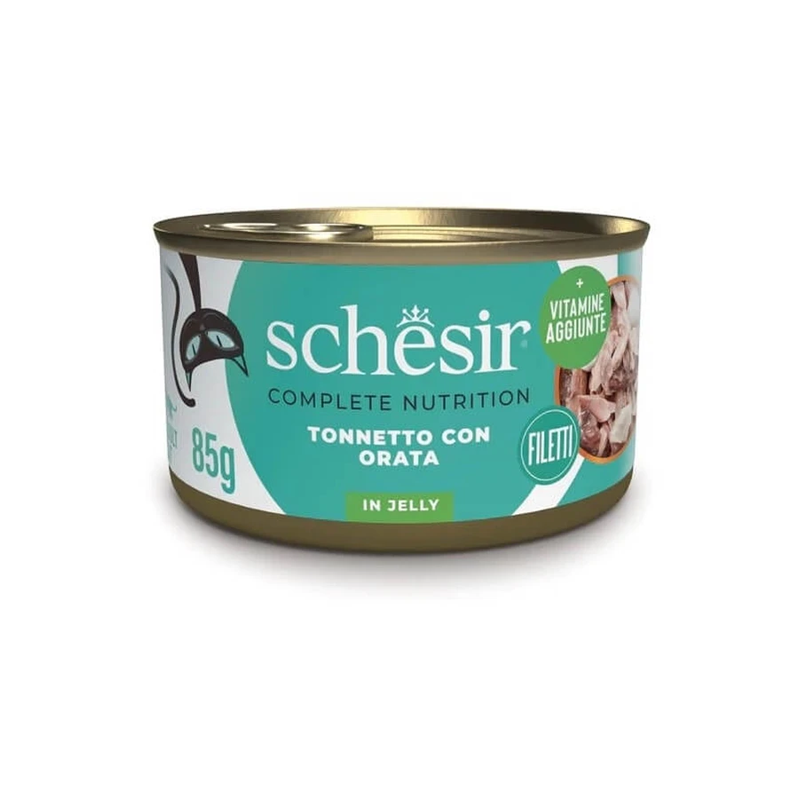 Schesir Thon en gelée à la dorade - Aliment complet pour chats adultes, 85 g