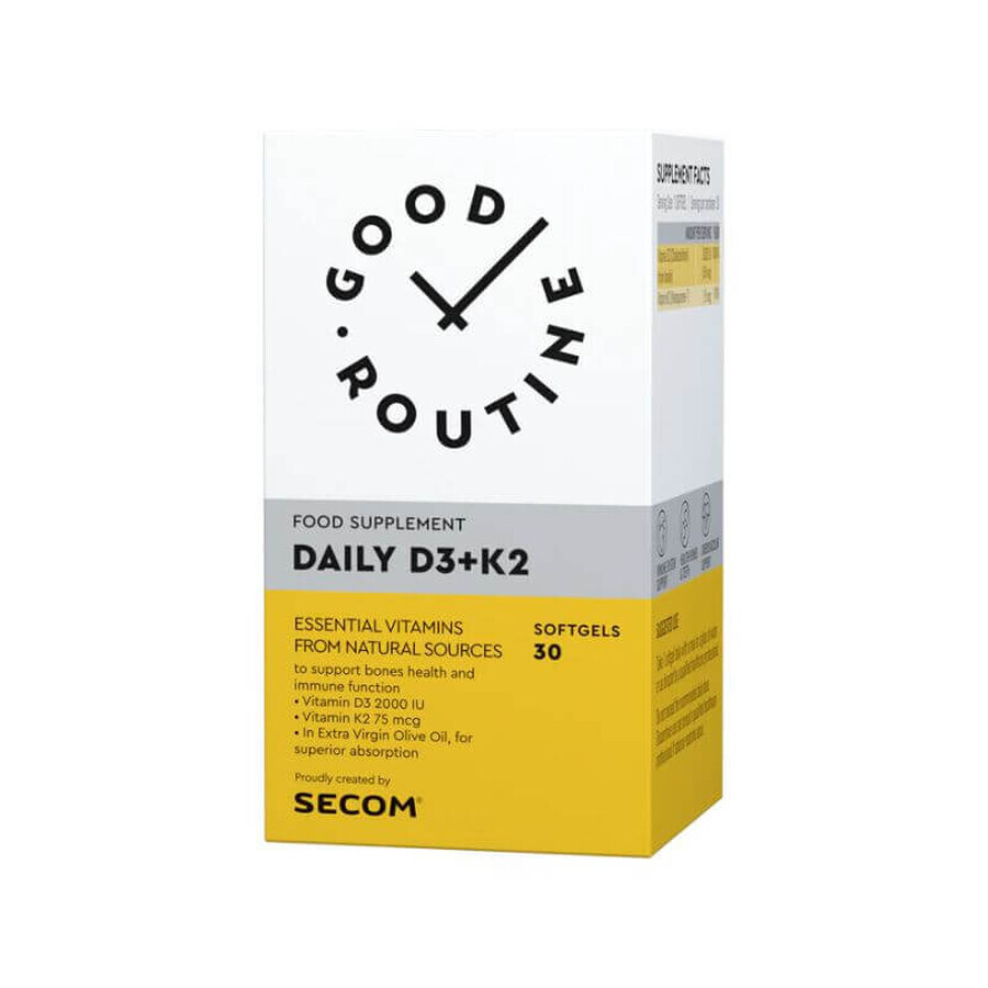 Secom Goed Routine Dagelijks D3+K2 30 softgels