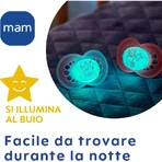 Mam Original night - 2 suzete din silicon 6m+ neutre - modele asortate