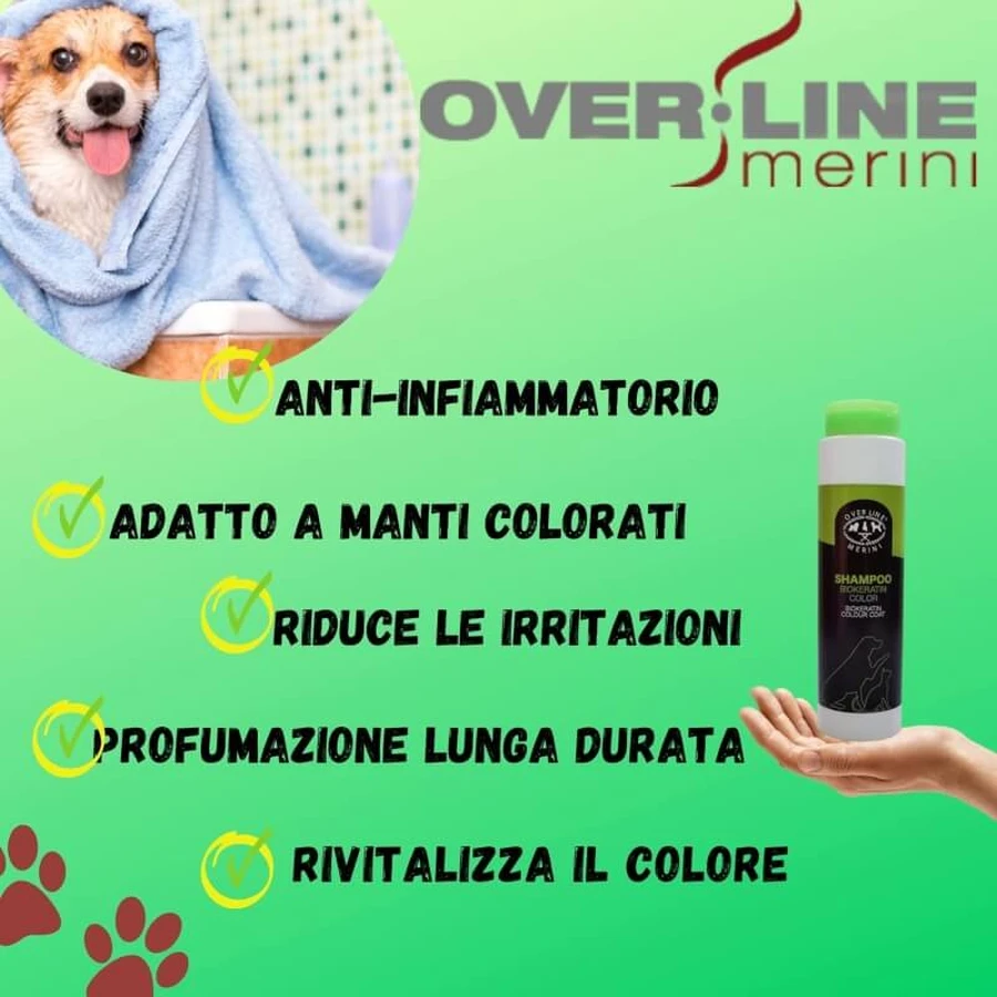 Merini Maurizio Over Line Bio Keratin Color - Shampoo voor honden met een zwarte of gekleurde vacht, 250 ml