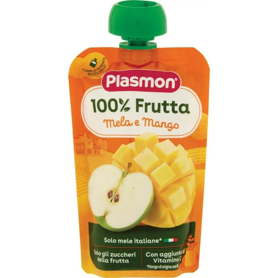 Plasmon Squeeze & Enjoy - Snack de manzana y mango, 100 g