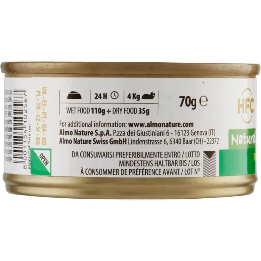 Almo Nature HFC Thon naturel au maïs - Nourriture humide pour chats adultes, 70 g