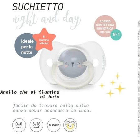 Suavinex Night &amp; Day – silikonowy smoczek dla dzieci w wieku 0–6 miesięcy – różowy: ceny i cechy