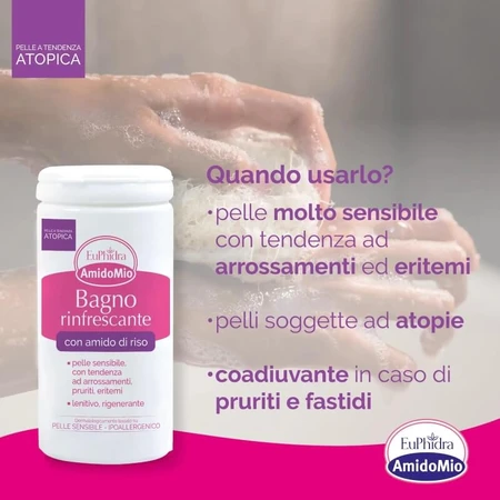 Euphidra bagno rinfrescante in polvere per neonato amidomio 125 g