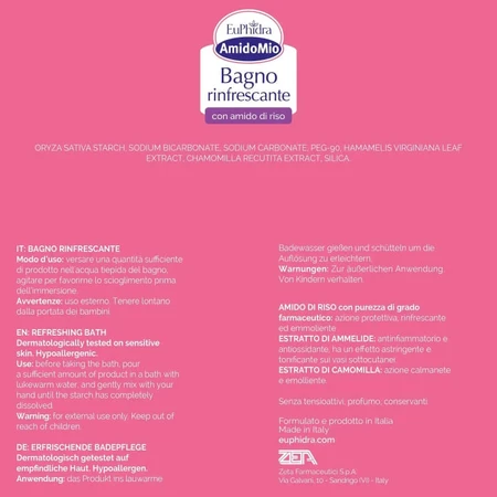 Euphidra bagno rinfrescante in polvere per neonato amidomio 125 g