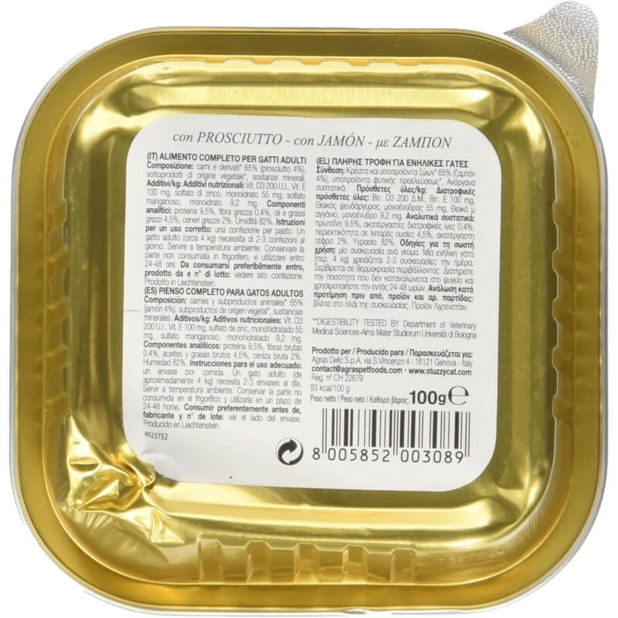 Stuzzy Paté classico prosciutto - alimento completo per gatti 100 gr