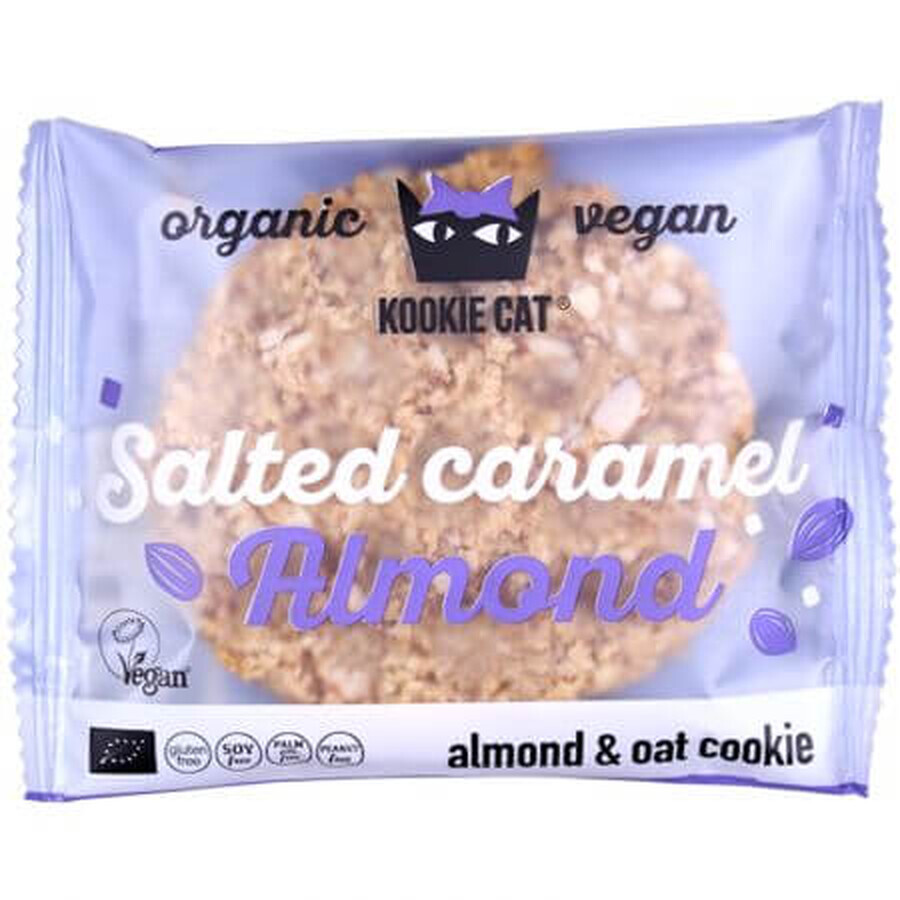 Galleta ecológica sin gluten de almendra y caramelo salado, 50 g, Kookie Cat