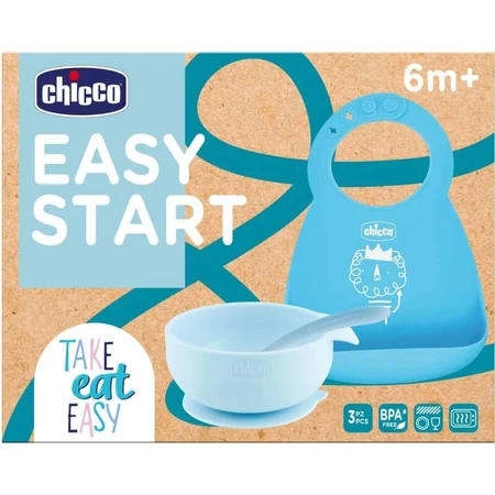 Chicco Easy Start – Silikon-Entwöhnungsset für Babys ab 6 Monaten – Hellblau