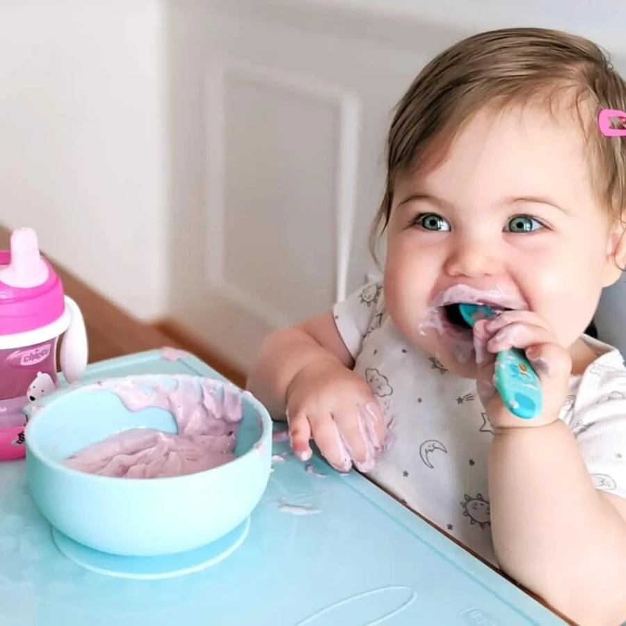 Chicco Easy Start – Silikon-Entwöhnungsset für Babys ab 6 Monaten – Hellblau