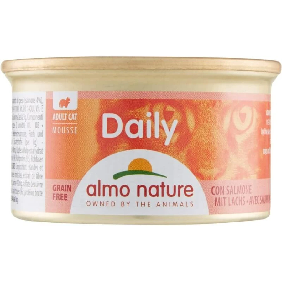 Almo Nature Daily Adult Cat Lachs-Mousse – Alleinfuttermittel für ausgewachsene Katzen, 85 g
