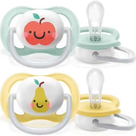 Avent Ultra Air Happy 0-6 meses - 2 chupetes de silicona - frutas
