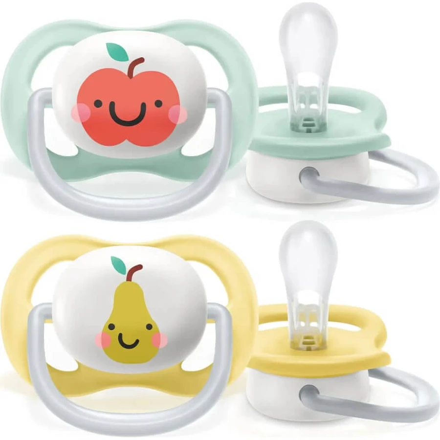 Avent Ultra Air Happy 0-6 meses - 2 chupetes de silicona - frutas