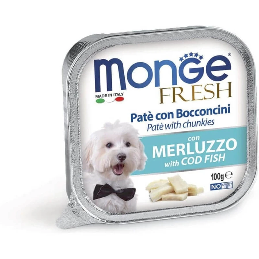 Monge Fresh Cod Pâté with Bites - Complete Food for Small Dogs, 100 g