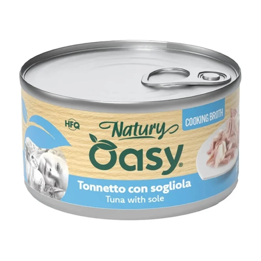 Oasy Wet cat natury ton cu limbă de mare - hrană umedă pentru pisici adulte, 85 g