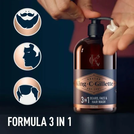 Gillette king c. gillette - detergente per barba e viso 350 ml
