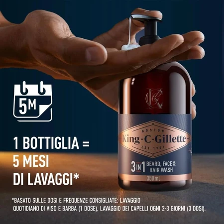 Gillette king c. gillette - detergente per barba e viso 350 ml