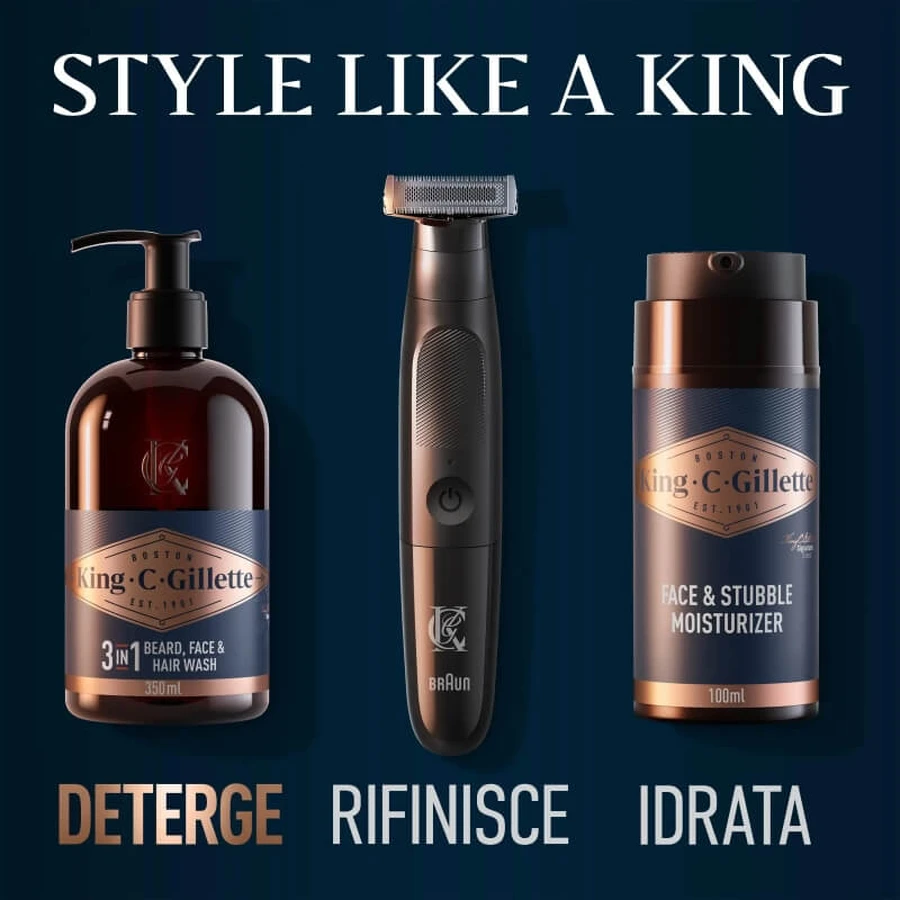Gillette king c. gillette - detergente per barba e viso 350 ml