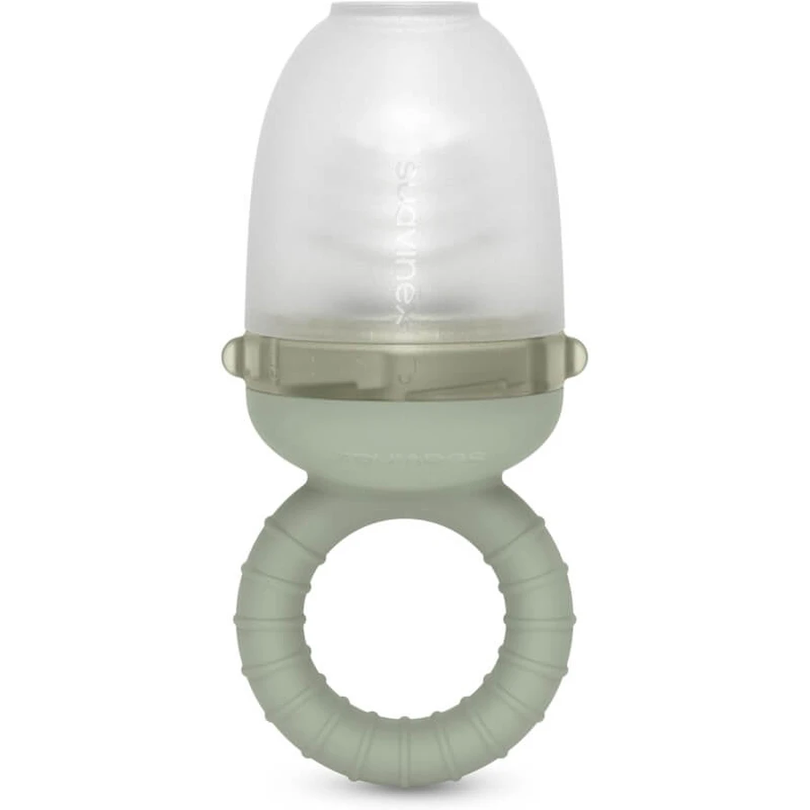 Suavinex Fruit Squeezer for Kids, Choke-Proof, Made of Food-Grade Silicone, with Lid - Green